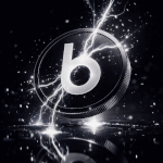 Bonzo Finance coin logo render with polished black crypto token and glowing DeFi energy flowing into the “b” symbol.