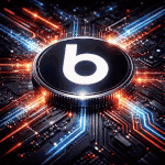 Bonzo Finance BONZO coin logo glowing on a futuristic blockchain circuit network representing decentralized finance infrastructure