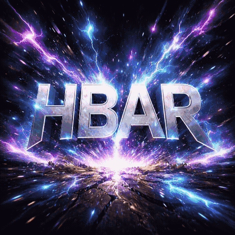 Hedera HBAR explosive energy burst animation with lightning effects and glowing particles