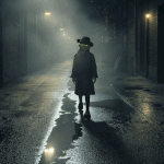 Animated SaucerSwap (SAUCE) crypto meme showing a Pepe-style frog character walking through a dark foggy alley before revealing glowing $SAUCE coins hidden inside a trench coat.