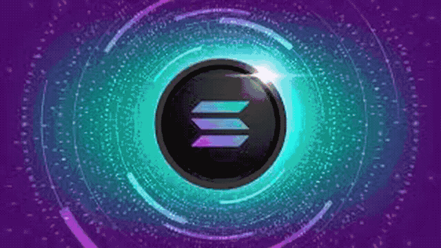 Solana SOL animated 16:9 1280x720 crypto background loop glowing digital effect